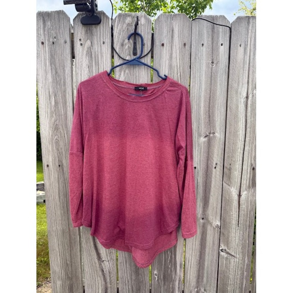 Very J Women Red Heathered Long Sleeve High Low Hem Knit Top VT12624 Small